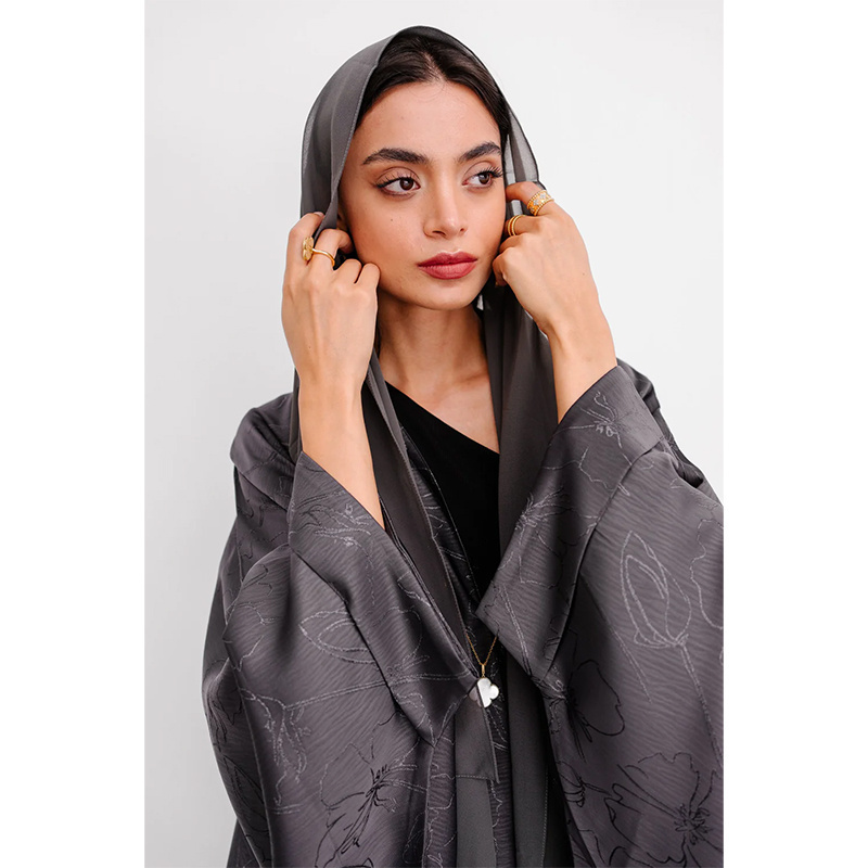 Luxury classic butterfly wrap cut abaya dubai premium quality batwing sleeve front open abaya with hijab scarf