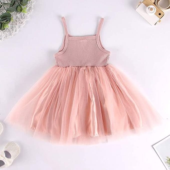 Fairy Floral Wear Children Clothing Casual Romper Lace Princess Baby Girl Dress Tutu Dress Infant Ribbed Sleeveless Sundress