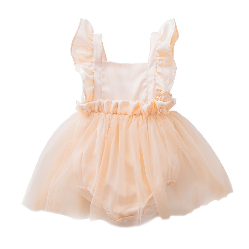 Fairy Floral Wear Children Clothing Casual Romper Lace Princess Baby Girl Dress Tutu Dress Infant Ribbed Sleeveless Sundress