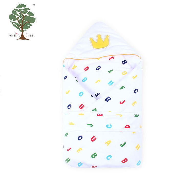 New Designs 100% Cotton Material Plush Fleece Warm Cotton Wholesale Soft Baby Wrap Swaddle Blanket With Hood