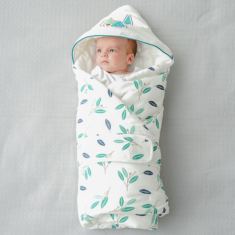 New Designs 100% Cotton Material Plush Fleece Warm Cotton Wholesale Soft Baby Wrap Swaddle Blanket With Hood