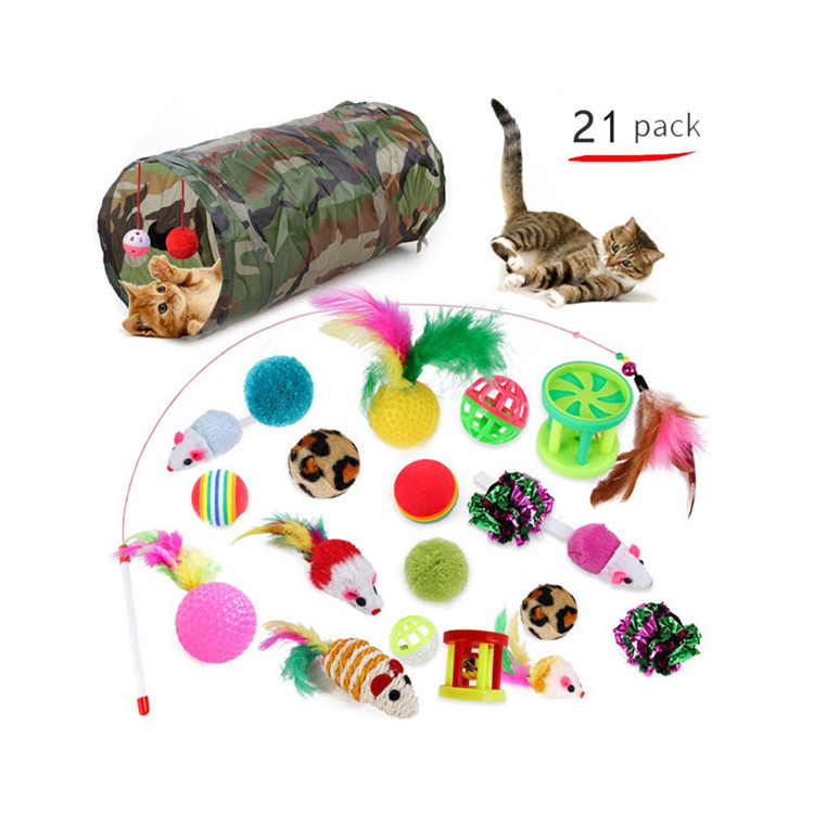 Wholesale cat accessories 21pcs set variety Mouse Crinkle Balls interactive Cat Toy Set Kitten Toys pack