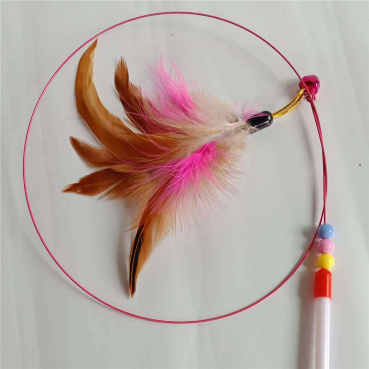 Kitten Cat Pet Toy Wire Chaser Wand Feather Cat Teaser Stick Toy