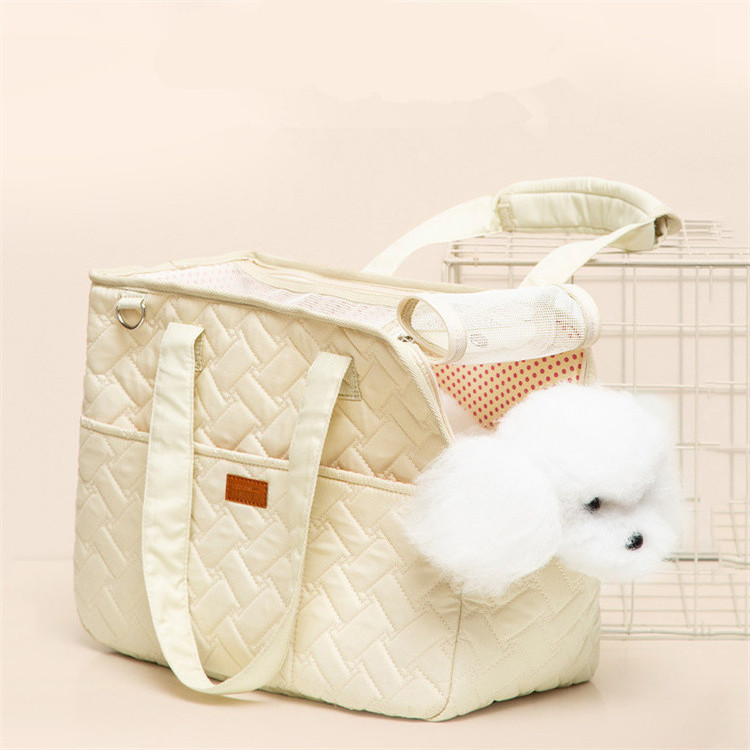 Lovable big capacity Single shoulder breathable canvas pet cat dog carrier tote travel bag for outdoor