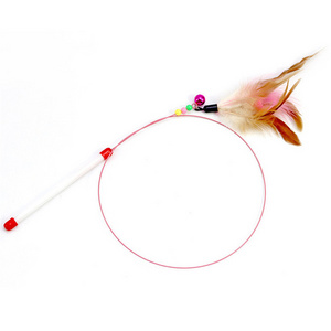 Kitten Cat Pet Toy Wire Chaser Wand Feather Cat Teaser Stick Toy