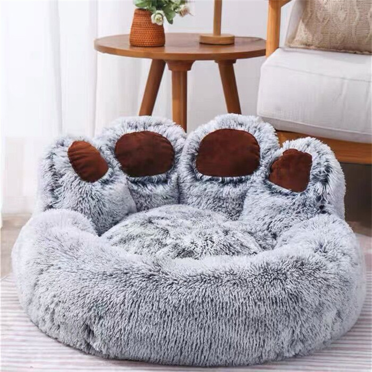 Bear PAWS Cute Warm indoor Kitten long faux fur wash custom cute luxury soft small pet bed for dog