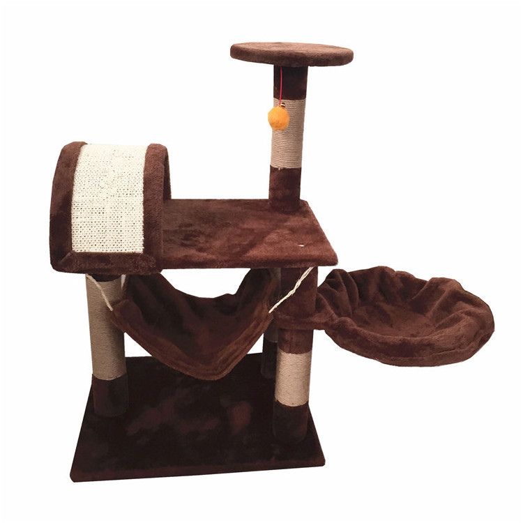 Modern wood Small cat playing big cat tree tower House with Scratching Post Hammock Toys