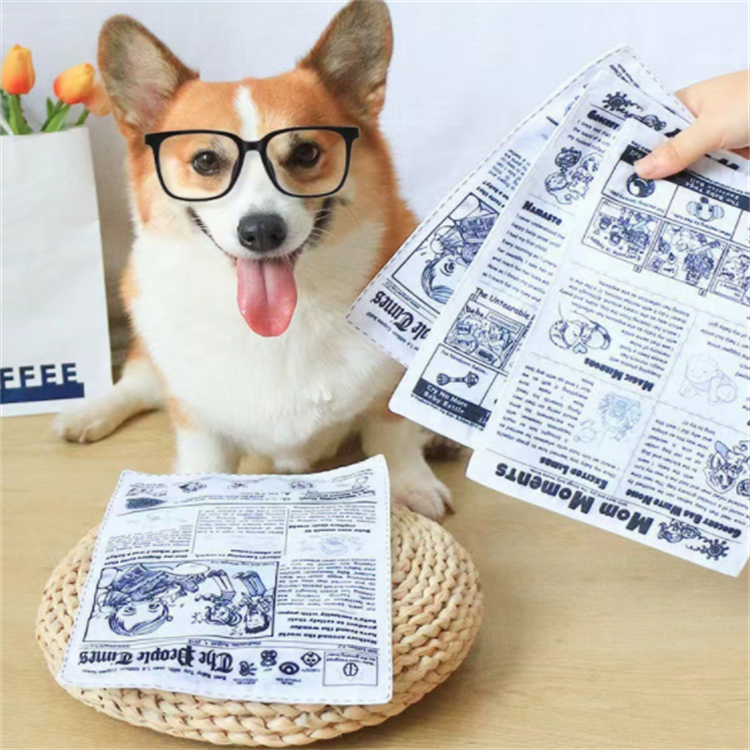 Safe soft odorless pet products tear resistant cloth playing cards squeak dog toys newspaper