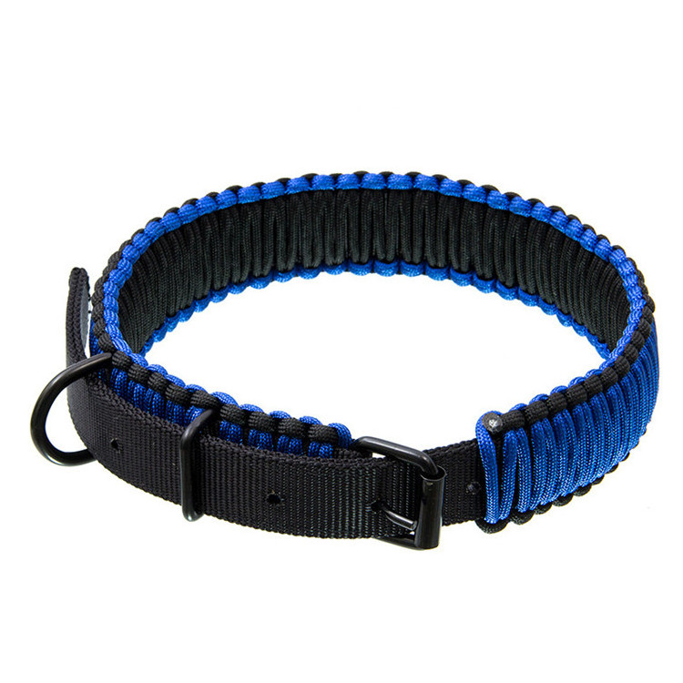 Black buckle adjustable braided 550 paracord dog collar for large dog