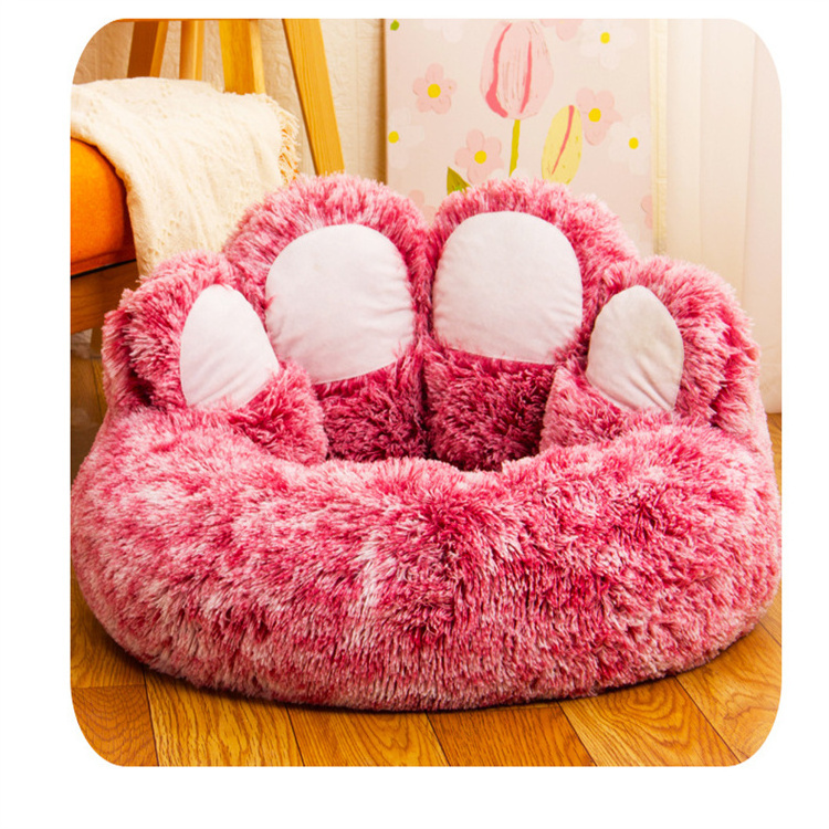 Bear PAWS Cute Warm indoor Kitten long faux fur wash custom cute luxury soft small pet bed for dog