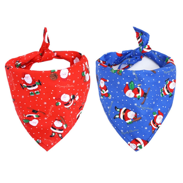 Best Gift Reversible Triangle Bibs Scarf Accessories Pet Cat Bandanas Scarf Cotton Dog Christmas Bandana