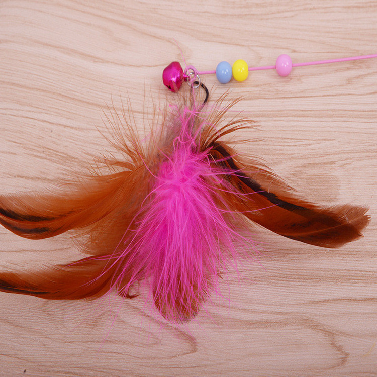 Kitten Cat Pet Toy Wire Chaser Wand Feather Cat Teaser Stick Toy