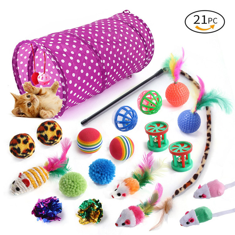 Wholesale cat accessories 21pcs set variety Mouse Crinkle Balls interactive Cat Toy Set Kitten Toys pack