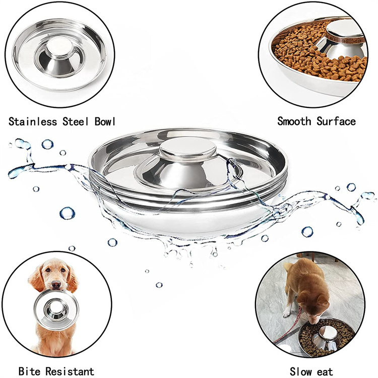 Premium Pet slow feeder dog bowls food and water feeding Stainless Steel Slow Feeder Dog Bowls