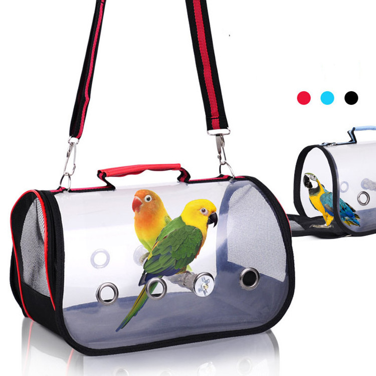 Pet Travel Portable Carrier Transparent Breathable Parrot Travel Cage Lightweight Bird Carrier Bag