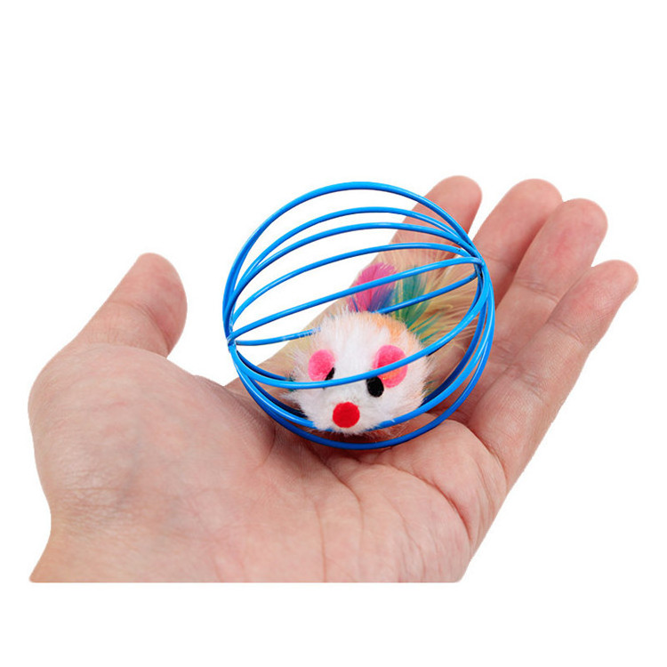 False Mouse in Rat Cage Ball Playing Interactive Toys For Pet Cat Kitten