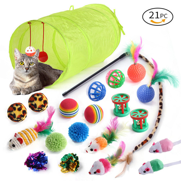 Wholesale cat accessories 21pcs set variety Mouse Crinkle Balls interactive Cat Toy Set Kitten Toys pack