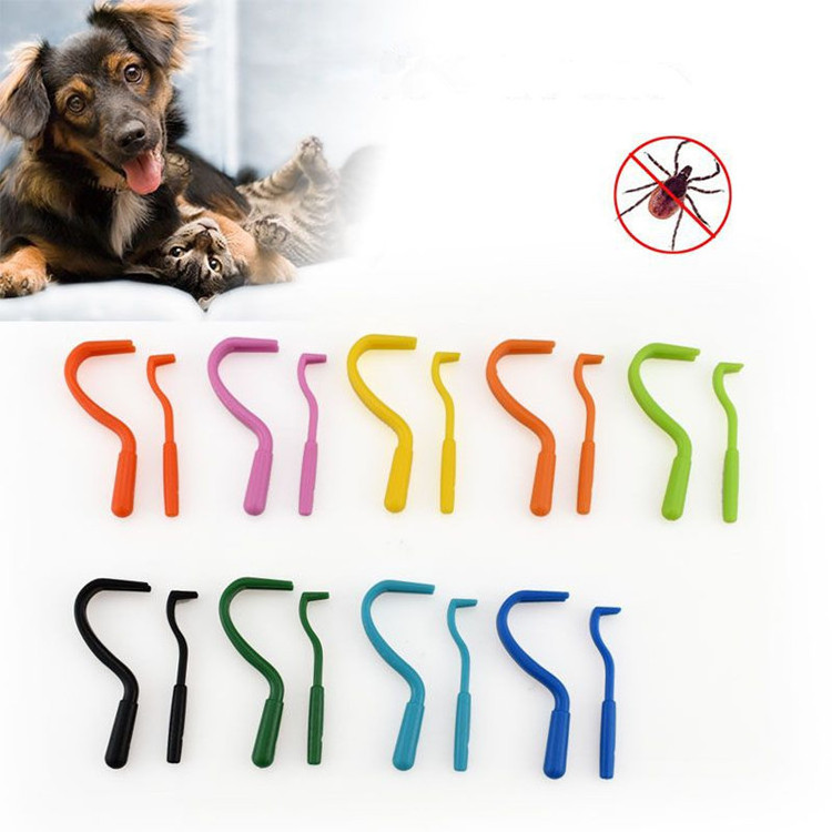 5 Pack Plastic Hook Tick Flea Remover Set Pet Ticks Remover Tool For Dogs Cats