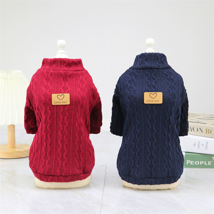 Teddy Winter knitwear dog clothes luxury warm cable knitted dog sweater for small dog