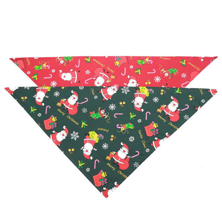 Best Gift Reversible Triangle Bibs Scarf Accessories Pet Cat Bandanas Scarf Cotton Dog Christmas Bandana