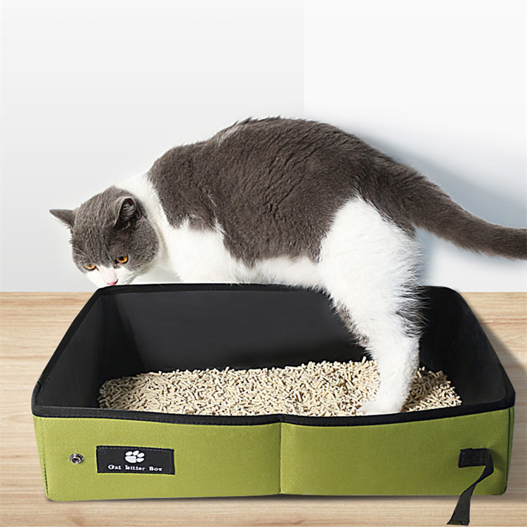 Leak-Proof Traveling Portable Cat Litter Carrier Outdoor Collapsible Litter Box Light Weight foldable cat litter box