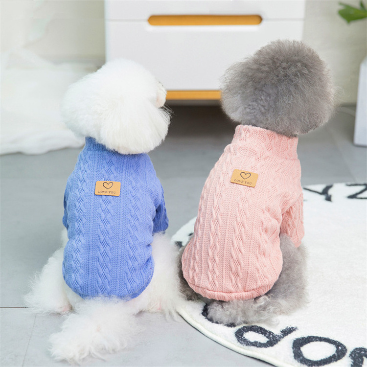 Teddy Winter knitwear dog clothes luxury warm cable knitted dog sweater for small dog