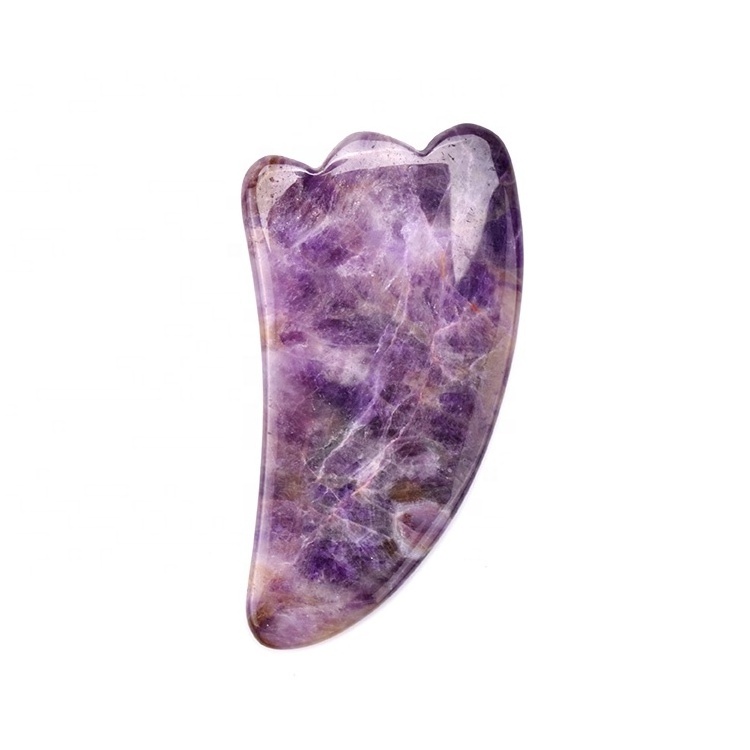 Mushang Facial Gua Sha Massage Tools Private Label Natural Crystal Guasha Board Amethyst Gua Sha Stone