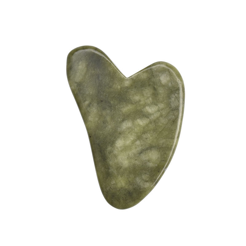 MS Jade Beauty Tools Xiuyan Jade Guasha Traditional Scraping Massage Tool for Anti-Aging Heart Shape Natural Gua Sha Stone