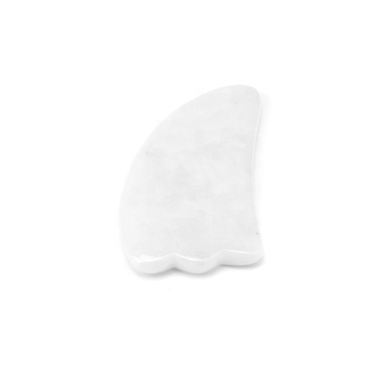 Natural Stone Guasha Massage Tools with Box Custom Logo Facial Massage Stone White Jade Gua Sha