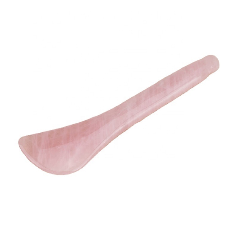 Mushang Wholesale Natural Crystal Facial Massage Tool Custom Pink Scraping Acupressure Massager Rose Quartz Gua Sha Stone