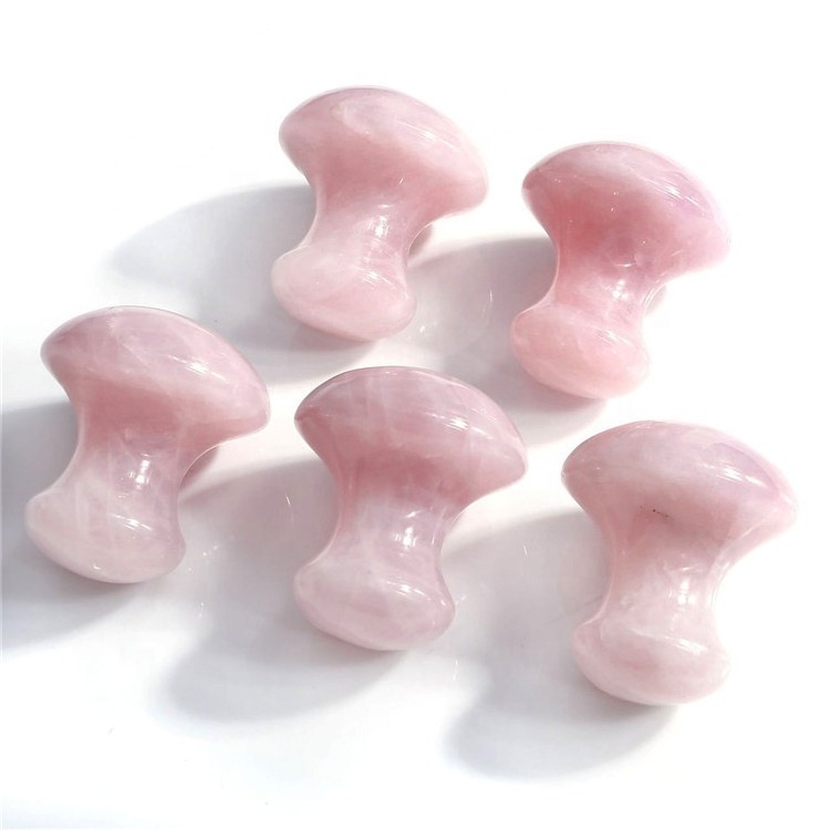 Skin Care Massager Tool Face Body Mushroom Shaped Massage Stone Rose Quartz Mushroom Gua Sha