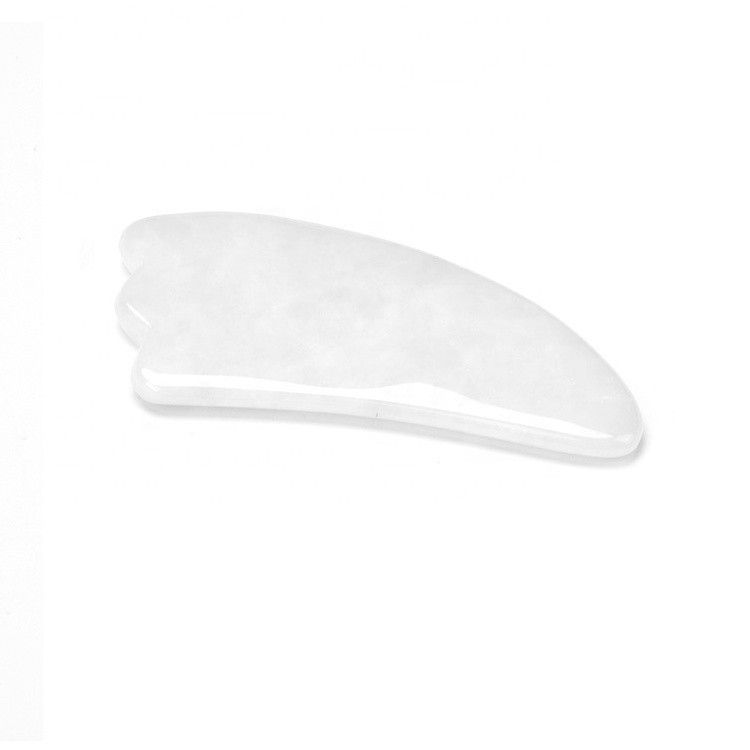 Natural Stone Guasha Massage Tools with Box Custom Logo Facial Massage Stone White Jade Gua Sha