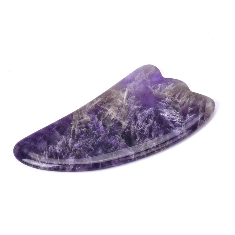 Mushang Facial Gua Sha Massage Tools Private Label Natural Crystal Guasha Board Amethyst Gua Sha Stone