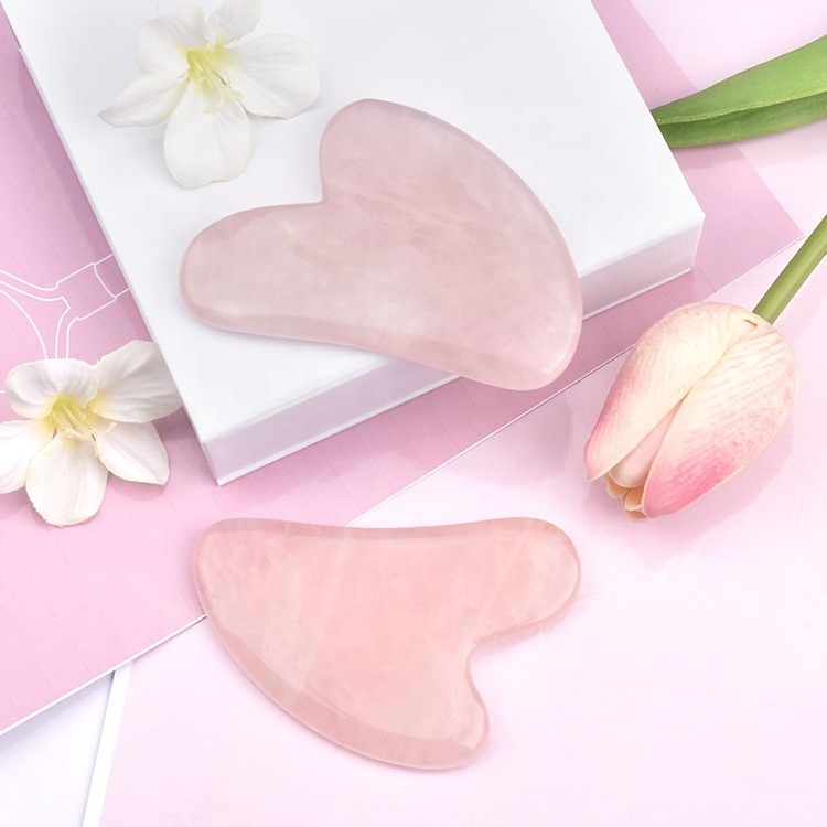 natural crystal massage product bundle set rose quartz jade gua sha scraping massage tool slimming tool jade roller