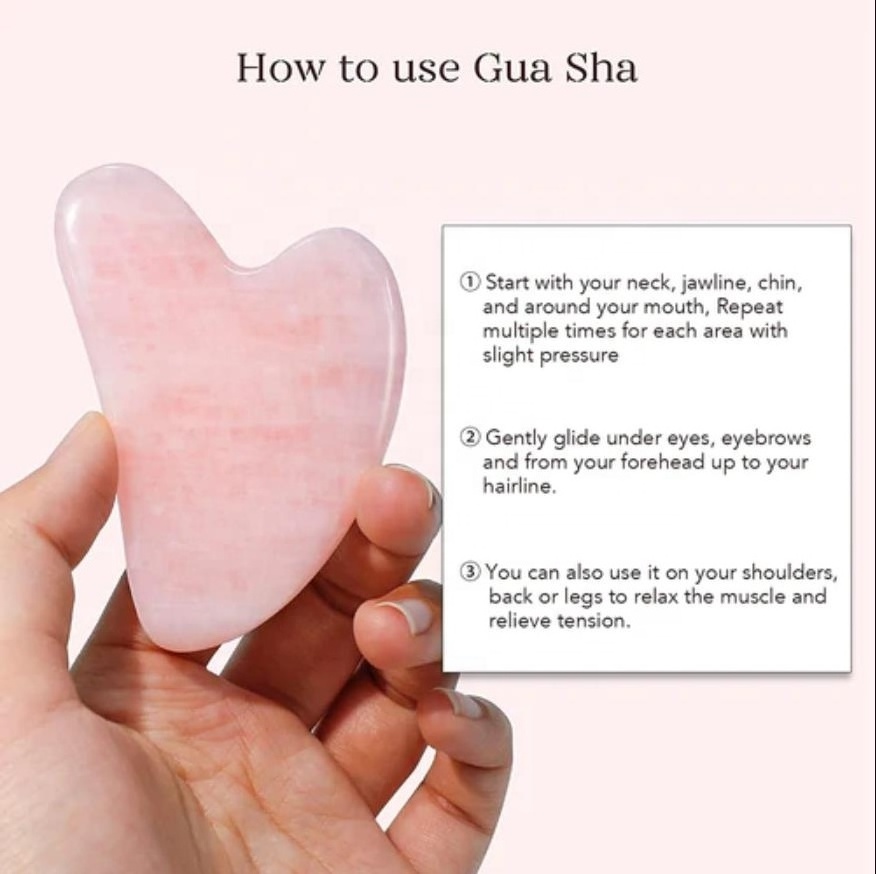 Wholesale Natural Crystal Massage Tools Custom Face Massager Jade Gua Sha Stone Rose Quartz Guasha