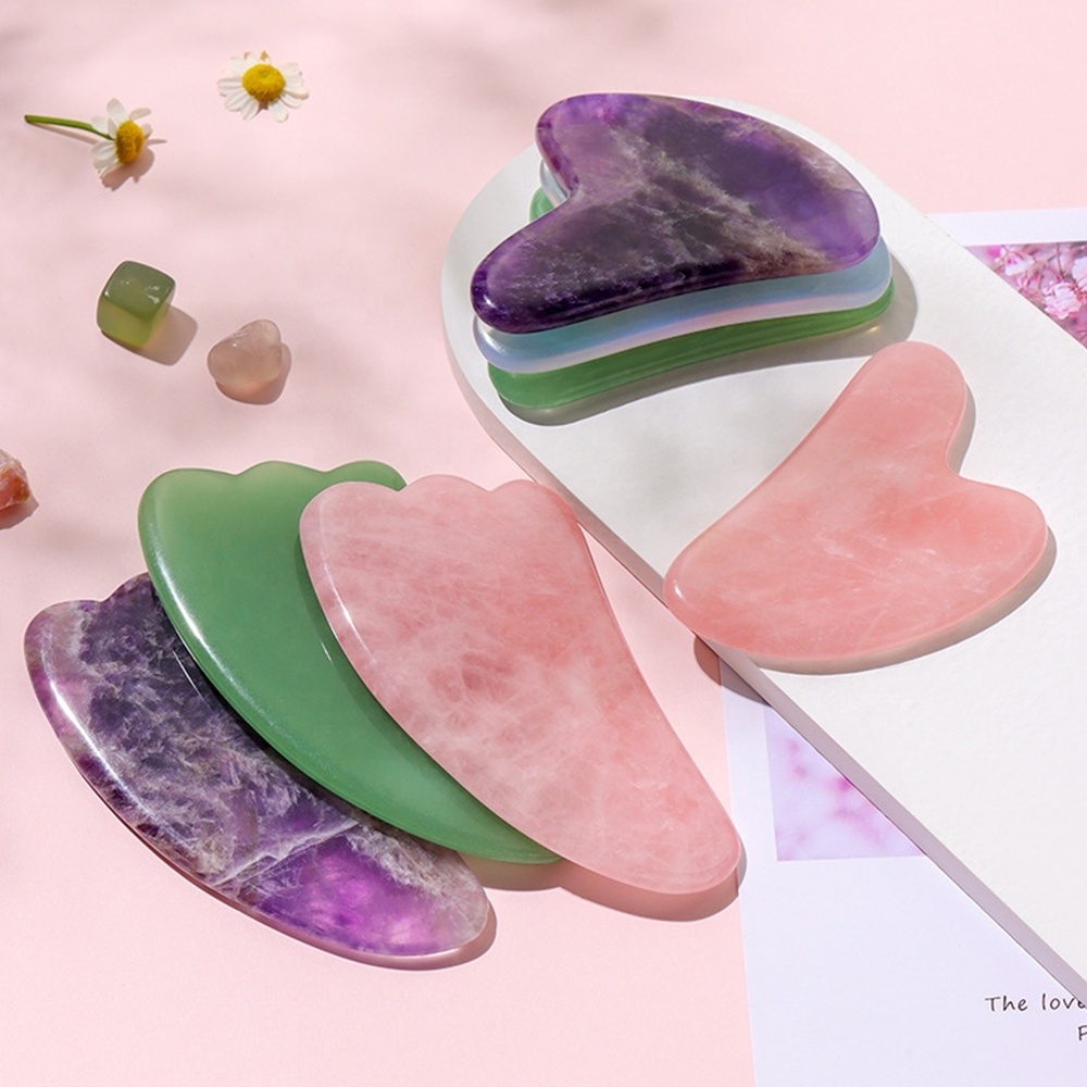 Wholesale Natural Crystal Massage Tools Custom Face Massager Jade Gua Sha Stone Rose Quartz Guasha