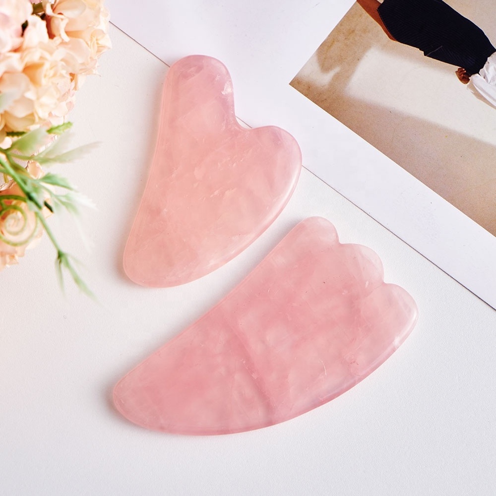 Mushang Private Label Natural Stone Gua Sha Scraping Massage Tools for Face Wholesale Rose Quartz Gua Sha