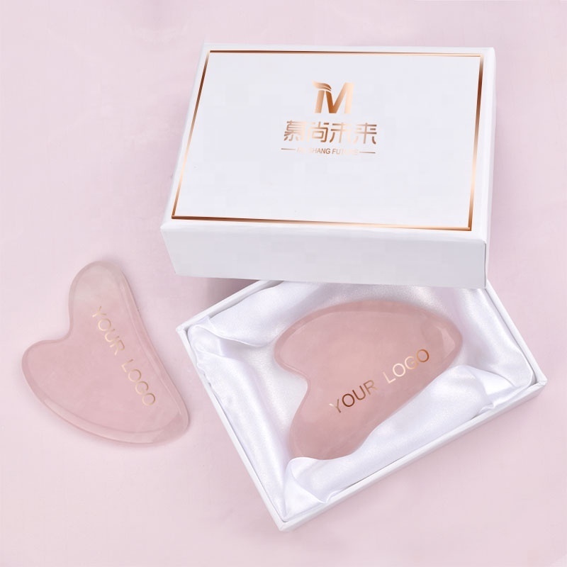 Wholesale Crystal Face Beauty Massager Pink Guasha Cuarzo Peronalizable Jade Scraping Massage Tool Rose Quartz Gua Sha