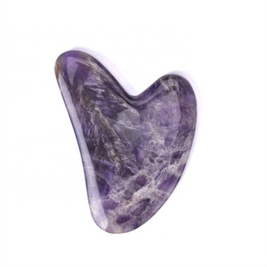 Mushang Facial Gua Sha Massage Tools Private Label Natural Crystal Guasha Board Amethyst Gua Sha Stone