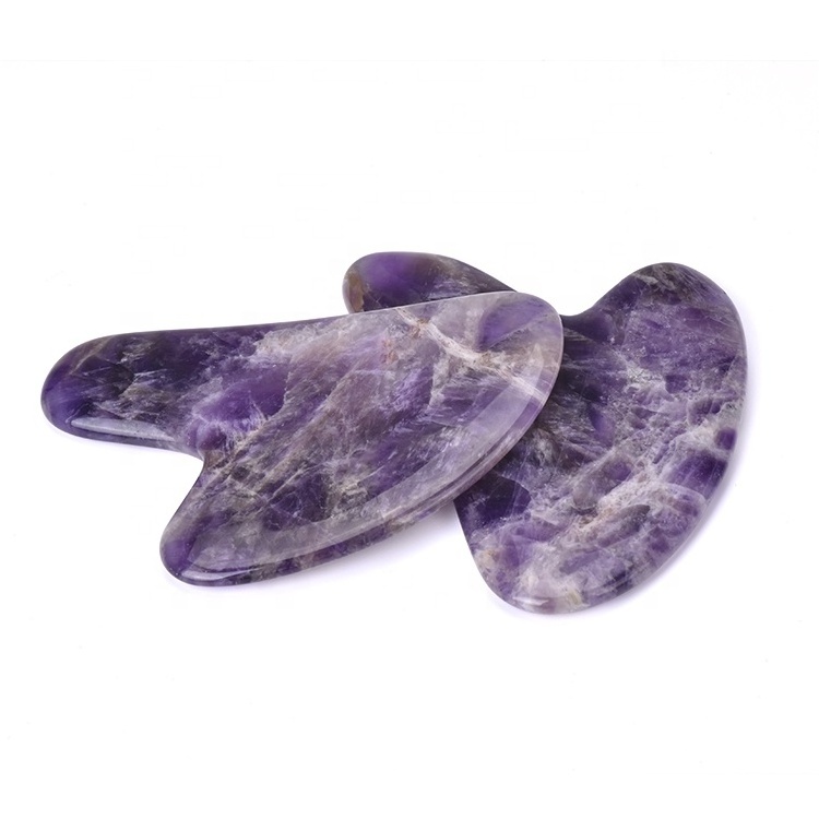 Mushang Facial Gua Sha Massage Tools Private Label Natural Crystal Guasha Board Amethyst Gua Sha Stone