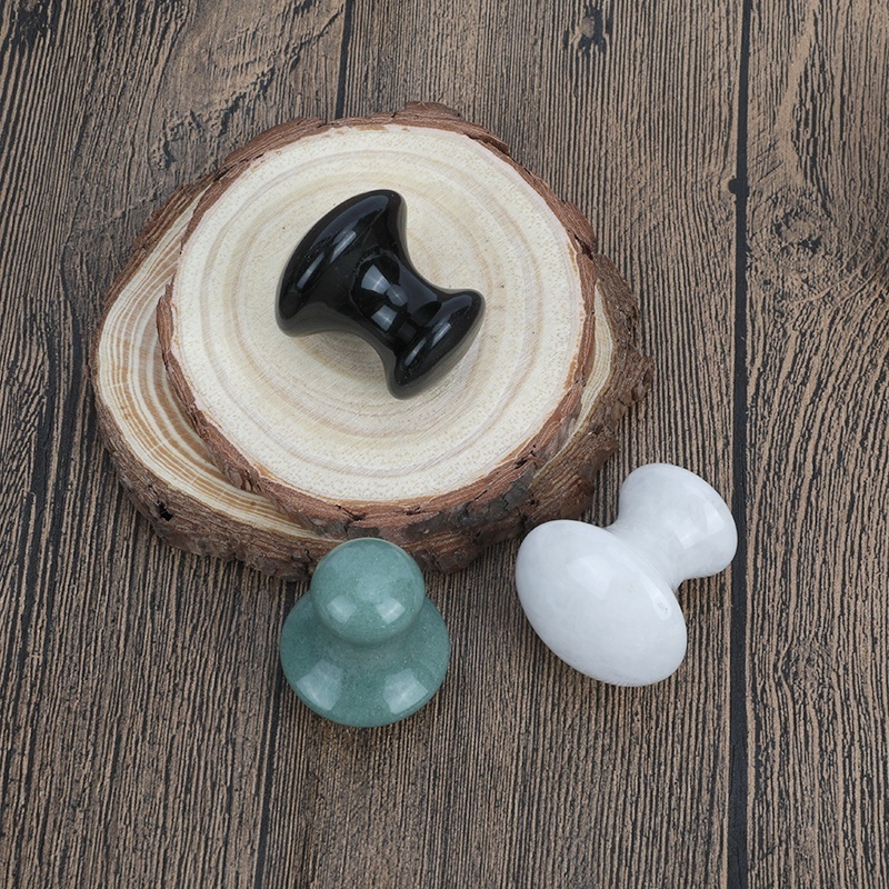 Mushang Jade Massage Stones Guasha Piedra Natural Facial Massager Green Jade Mushroom Gua Sha Stone