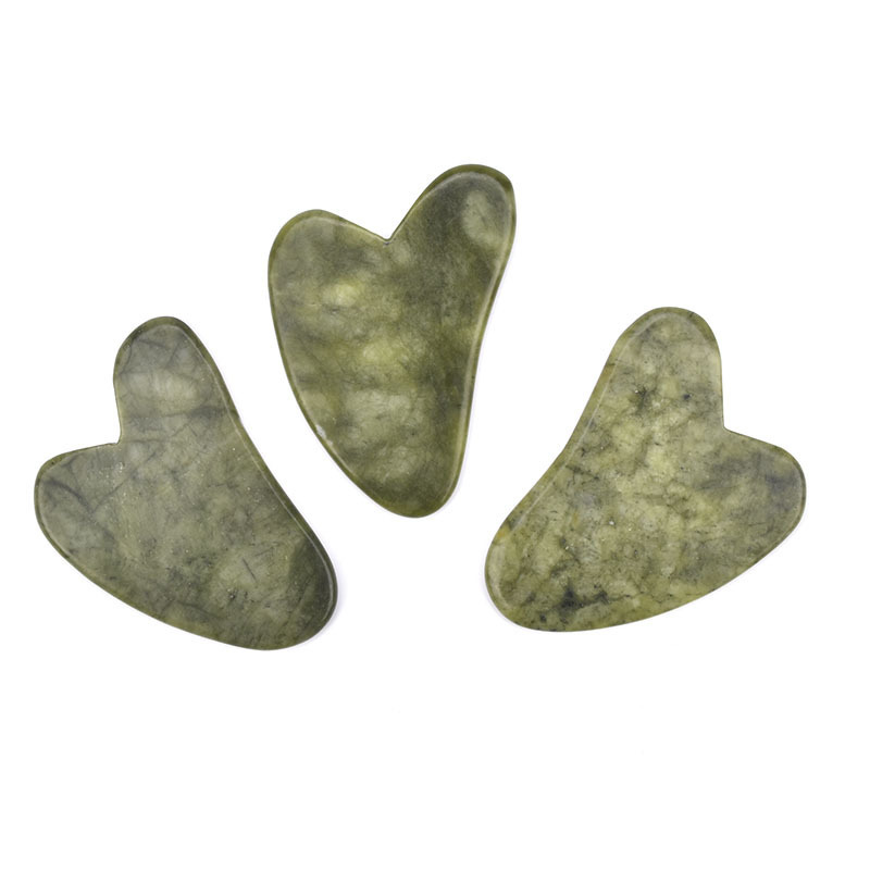 MS Jade Beauty Tools Xiuyan Jade Guasha Traditional Scraping Massage Tool for Anti-Aging Heart Shape Natural Gua Sha Stone