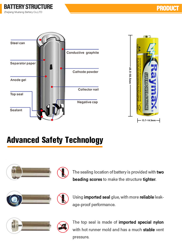 Raymax  2600mAh am3 aa 1.5v lr6 Alkaline LR6 Double A Alkaline Batteries Battery