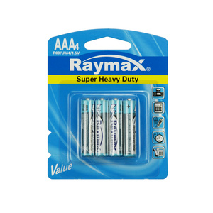 Superior Performance OEM Raymax R03 Size aaa 1.5V um-4  Carbon Zinc Dry Battery For Clock Camera