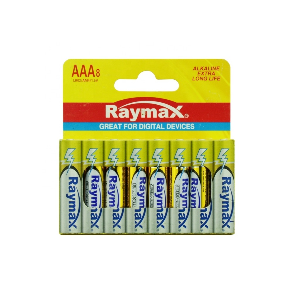 Raymax  Factory Supply Paper Blister  Primary  Battery AAA LR03 1.5v  Super Alkaline  Batteries