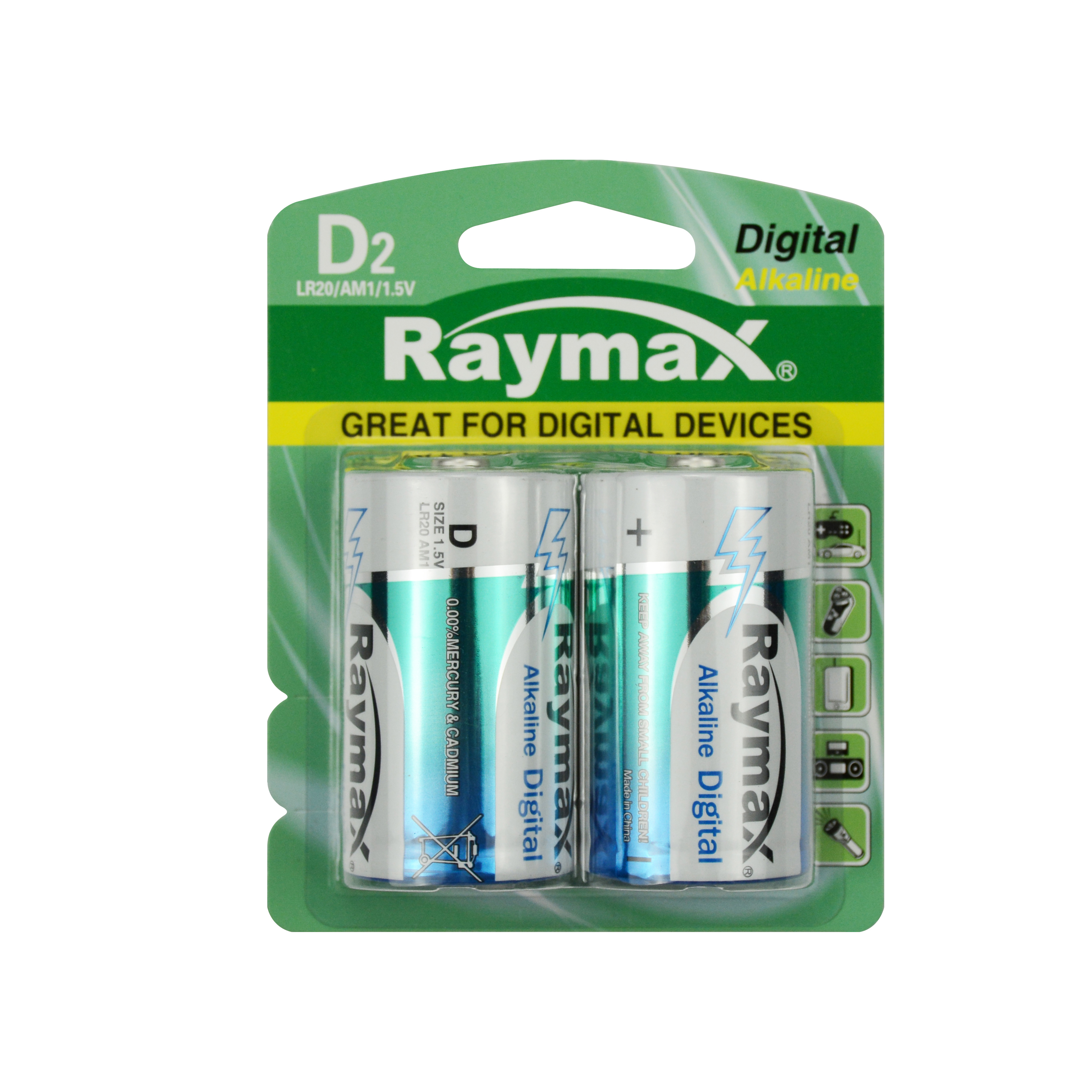 Raymax Latest Product 1.5V LR20 D Super Alkaline Battery dry batteries for kitchen Ventilator