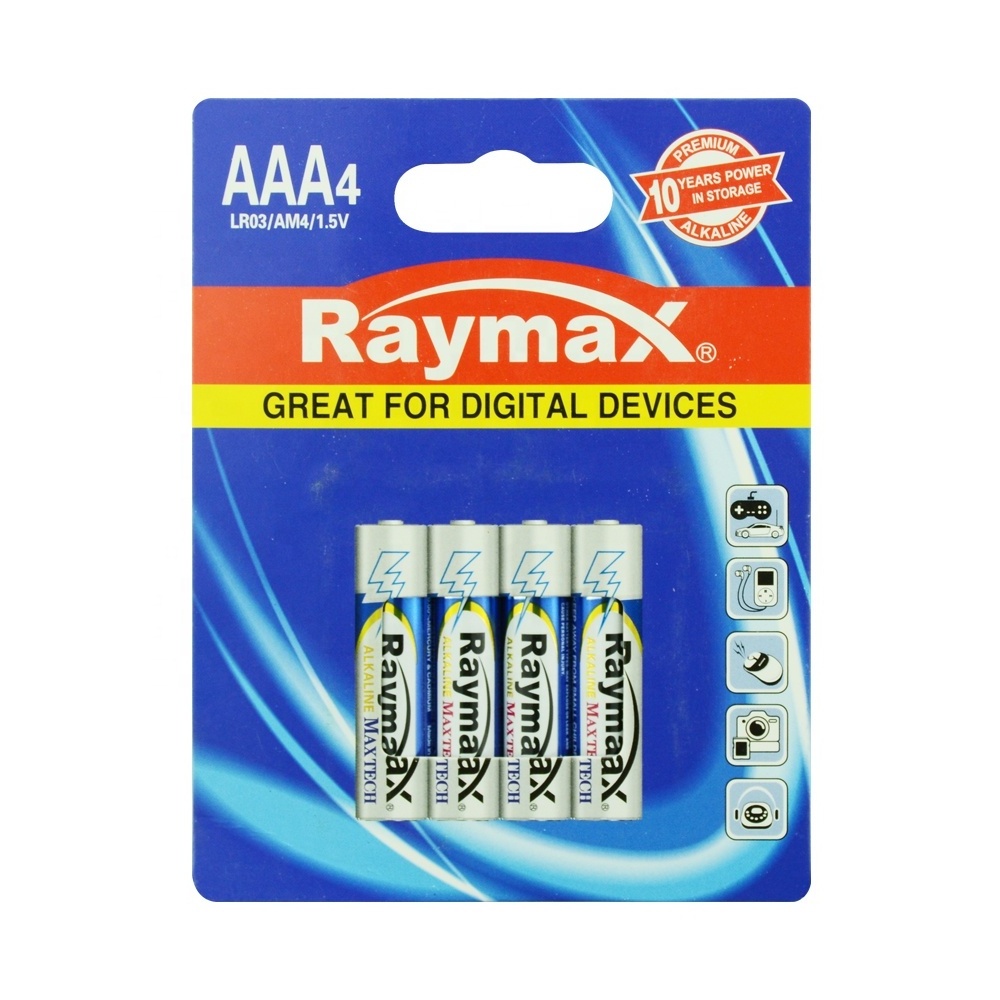 Raymax 1.5v am4 LR03 No.7  Dry 10 Years  Top Performance Guarantee Super Alkaline Dry aaa Batteries