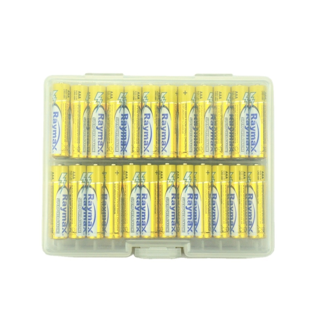 Raymax Double a Pilas OEM Directly LR6 AM3 Plastic Box Super Alkaline Batteries China 1.5V AA 48pcs Aluminum Foil 5 Years