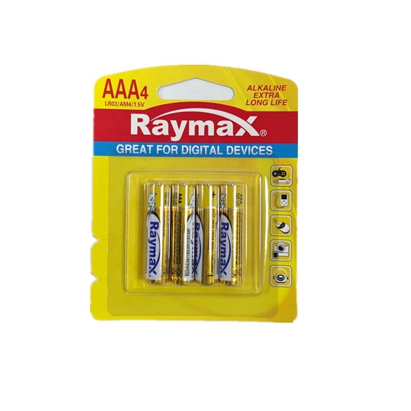 Raymax  Factory Supply Paper Blister  Primary  Battery AAA LR03 1.5v  Super Alkaline  Batteries