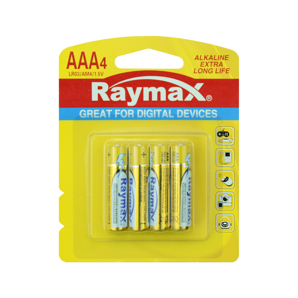 Raymax Good Quality 1.5 Volt   Battery AAA Alkaline  Batteries Alcaline Plias aaa